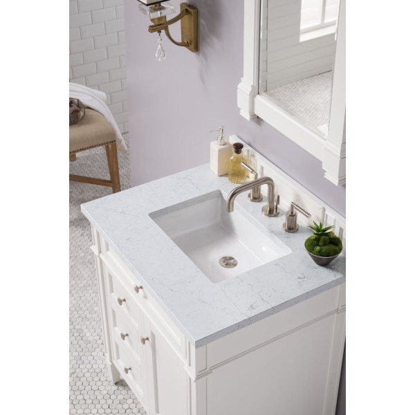 James Martin 655-V30-BW-3EJP Bright White Vanity With Eternal Jasmine Quartz Top