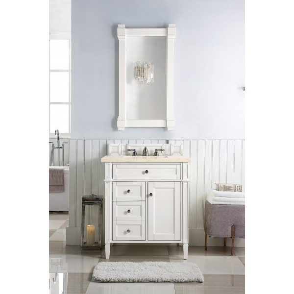 James Martin 655-V30-BW-3EMR Bright White Vanity With Eternal Marfil Quartz Top