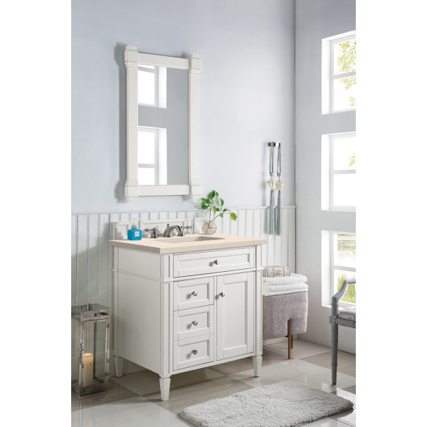 James Martin 655-V30-BW-3EMR Bright White Vanity With Eternal Marfil Quartz Top