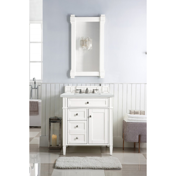 James Martin 655-V30-BW-3ENC Bright White Vanity With Ethereal Noctis Quartz Top