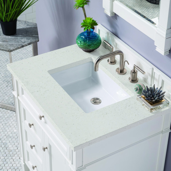 James Martin 655-V30-BW-3LDL Bright White Vanity With Lime Delight Quartz Top