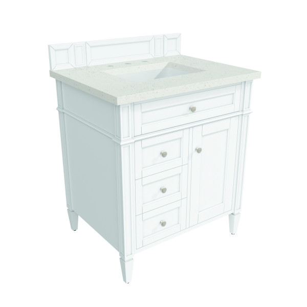 James Martin 655-V30-BW-3LDL Bright White Vanity With Lime Delight Quartz Top