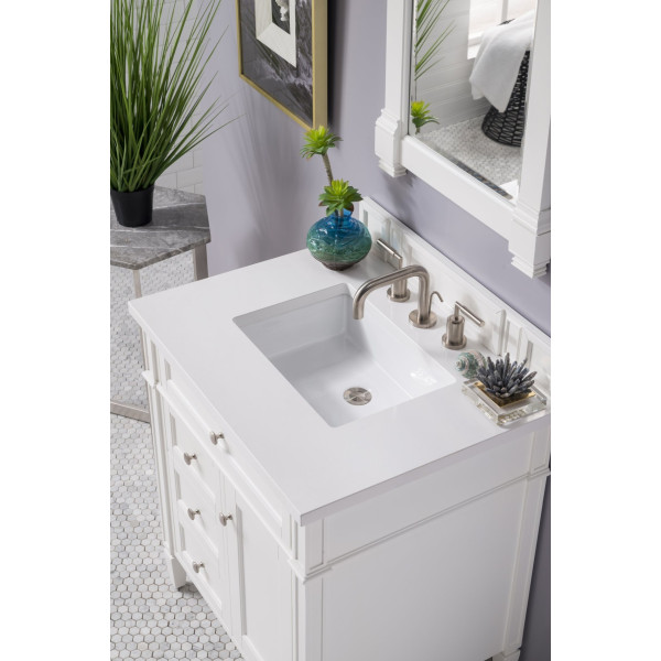 James Martin 655-V30-BW-3WZ Vanity Bright White With White Zeus Quartz Top