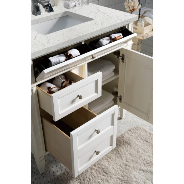 James Martin 655-V36-BW-3EJP Bright White Single Vanity With Pearl Quartz Top