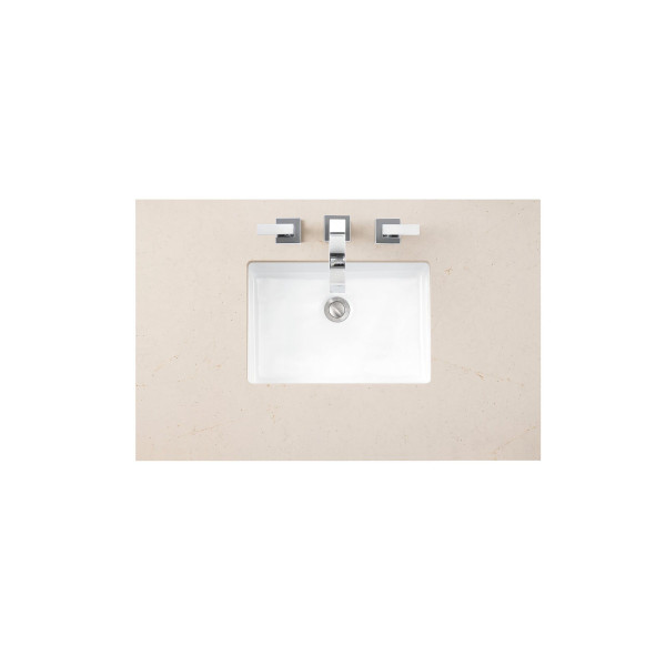 James Martin 655-V36-BW-3EMR Bright White Single Vanity With Marfil Quartz Top