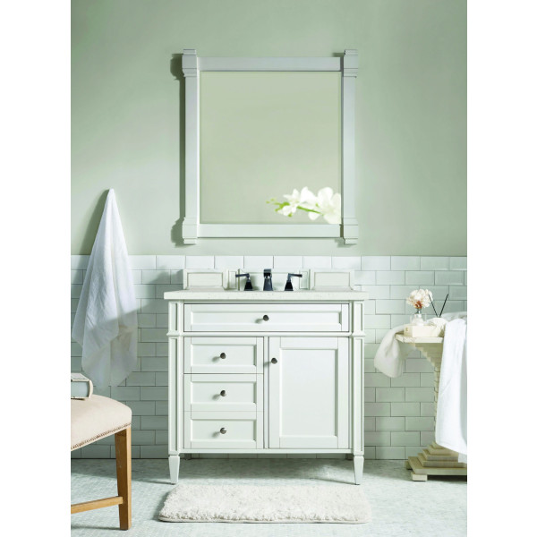 James Martin 655-V36-BW-3LDL Bright White  Single Vanity Lime Delight Quartz Top