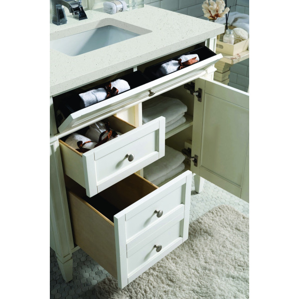 James Martin 655-V36-BW-3LDL Bright White  Single Vanity Lime Delight Quartz Top