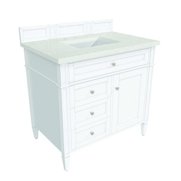 James Martin 655-V36-BW-3LDL Bright White  Single Vanity Lime Delight Quartz Top