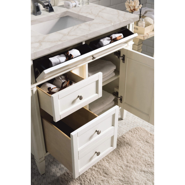 James Martin 655-V36-BW-3VSL Single Vanity White w/ Victorian Silver Quartz Top