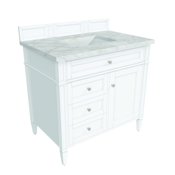 James Martin 655-V36-BW-3VSL Single Vanity White w/ Victorian Silver Quartz Top