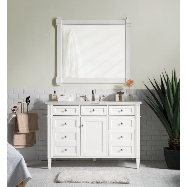 James Martin 655-V48-BW-3 Brittany 48" Single Vanity With Satin Nickel Hardware