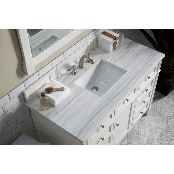 James Martin 655-V48-BW-3 Brittany 48" Single Vanity With Satin Nickel Hardware