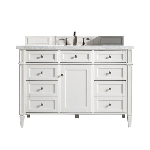 James Martin 655-V48-BW-3 Brittany 48" Single Vanity With Satin Nickel Hardware