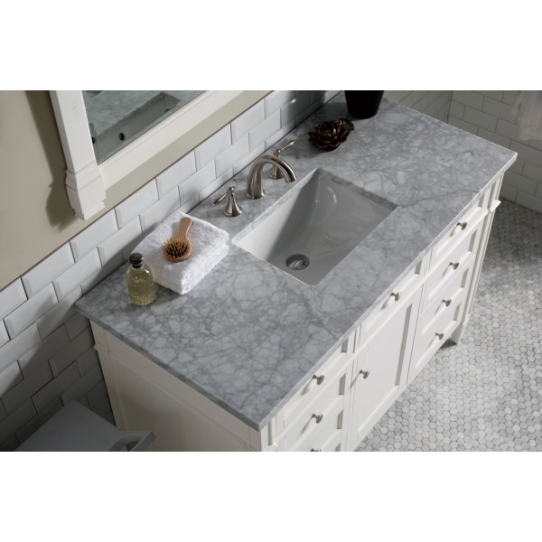 James Martin 655-V48-BW-3 Brittany 48" Single Vanity With Satin Nickel Hardware