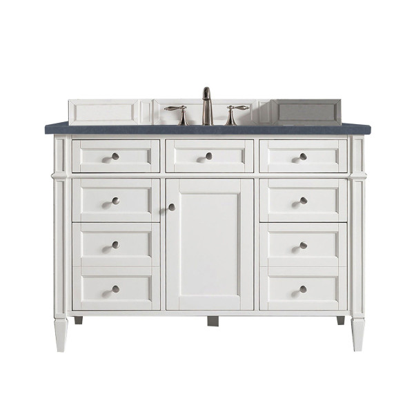 James Martin 655-V48-BW-3 Brittany 48" Single Vanity With Satin Nickel Hardware