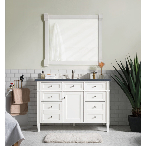 James Martin 655-V48-BW-3 Brittany 48" Single Vanity With Satin Nickel Hardware