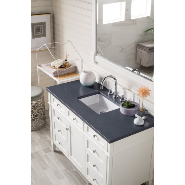 James Martin 655-V48-BW-3 Brittany 48" Single Vanity With Satin Nickel Hardware