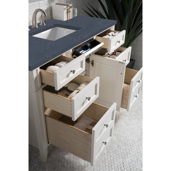 James Martin 655-V48-BW-3 Brittany 48" Single Vanity With Satin Nickel Hardware