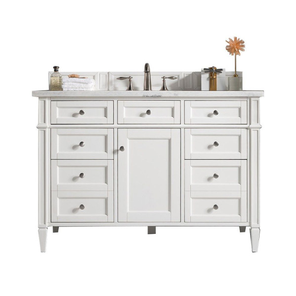 James Martin 655-V48-BW-3 Brittany 48" Single Vanity With Satin Nickel Hardware