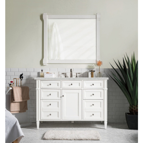 James Martin 655-V48-BW-3 Brittany 48" Single Vanity With Satin Nickel Hardware