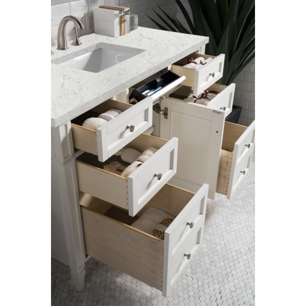 James Martin 655-V48-BW-3 Brittany 48" Single Vanity With Satin Nickel Hardware
