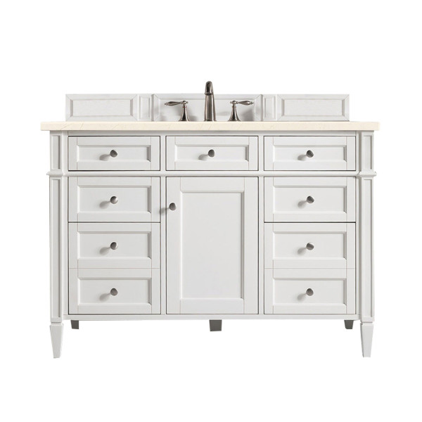 James Martin 655-V48-BW-3 Brittany 48" Single Vanity With Satin Nickel Hardware