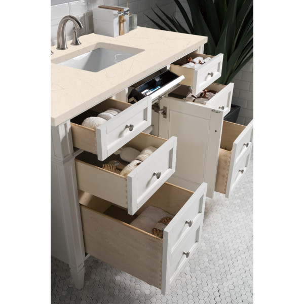 James Martin 655-V48-BW-3 Brittany 48" Single Vanity With Satin Nickel Hardware