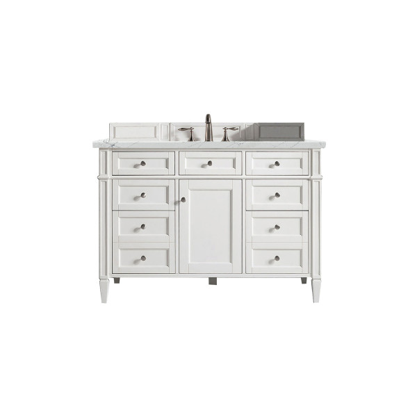 James Martin 655-V48-BW-3 Brittany 48" Single Vanity With Satin Nickel Hardware