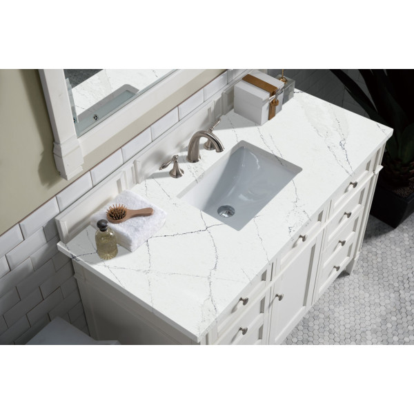 James Martin 655-V48-BW-3 Brittany 48" Single Vanity With Satin Nickel Hardware
