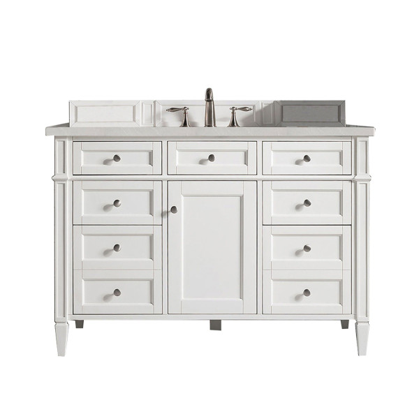 James Martin 655-V48-BW-3 Brittany 48" Single Vanity With Satin Nickel Hardware