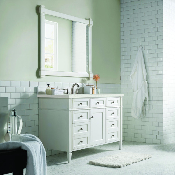 James Martin 655-V48-BW-3L Brittany 48" Single Vanity w Polished Chrome Hardware