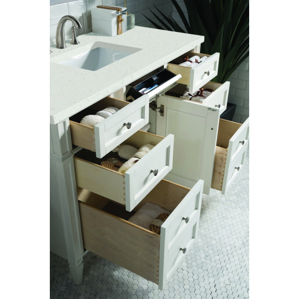 James Martin 655-V48-BW-3L Brittany 48" Single Vanity w Polished Chrome Hardware