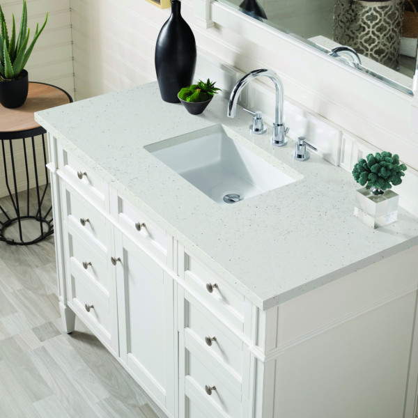 James Martin 655-V48-BW-3L Brittany 48" Single Vanity w Polished Chrome Hardware