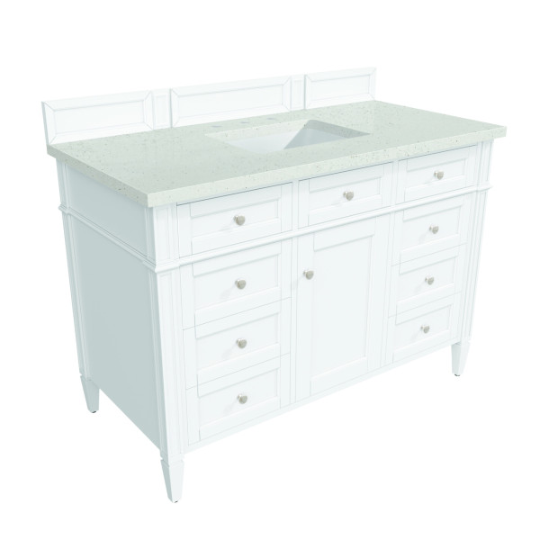 James Martin 655-V48-BW-3L Brittany 48" Single Vanity w Polished Chrome Hardware