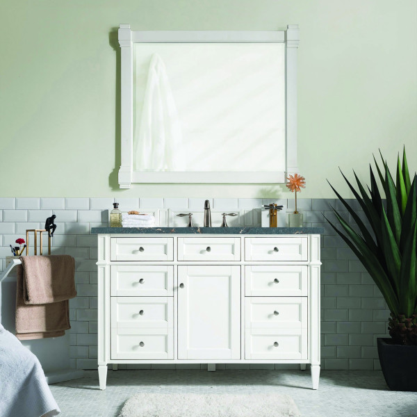 James Martin 655-V48-BW-3L Brittany 48" Single Vanity w Polished Chrome Hardware