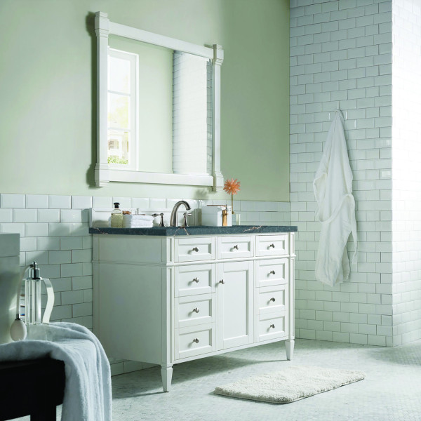 James Martin 655-V48-BW-3L Brittany 48" Single Vanity w Polished Chrome Hardware