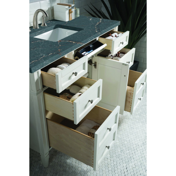 James Martin 655-V48-BW-3L Brittany 48" Single Vanity w Polished Chrome Hardware