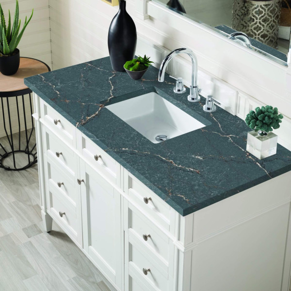 James Martin 655-V48-BW-3L Brittany 48" Single Vanity w Polished Chrome Hardware