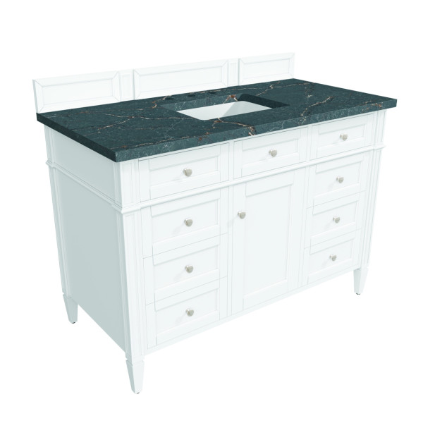 James Martin 655-V48-BW-3L Brittany 48" Single Vanity w Polished Chrome Hardware