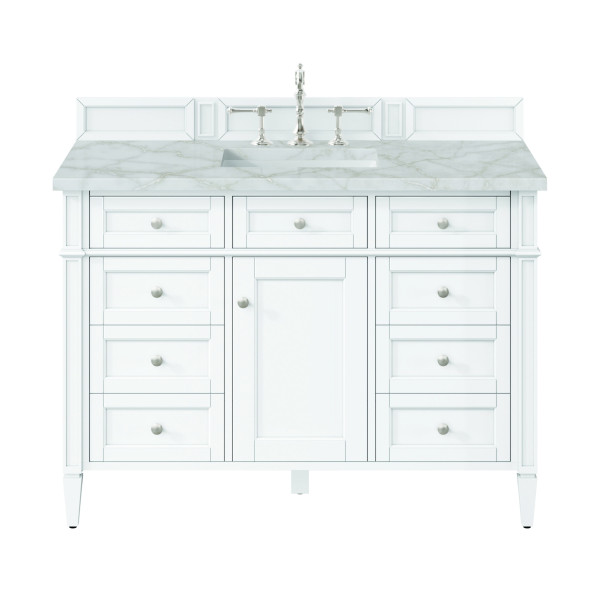 James Martin 655-V48-BW-3L Brittany 48" Single Vanity w Polished Chrome Hardware