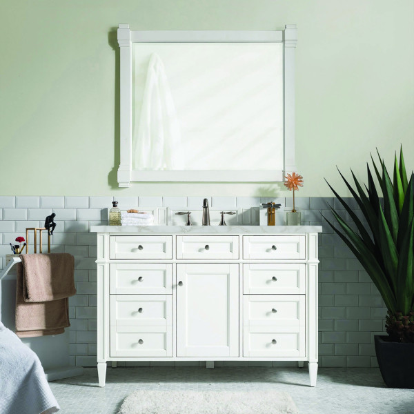 James Martin 655-V48-BW-3L Brittany 48" Single Vanity w Polished Chrome Hardware