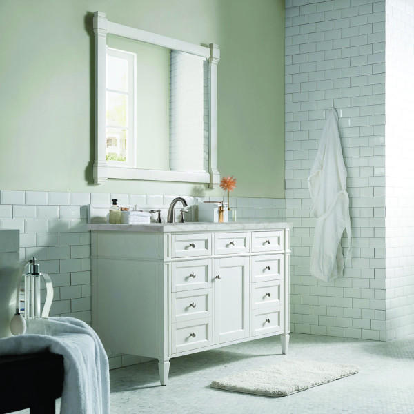 James Martin 655-V48-BW-3L Brittany 48" Single Vanity w Polished Chrome Hardware