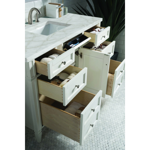 James Martin 655-V48-BW-3L Brittany 48" Single Vanity w Polished Chrome Hardware