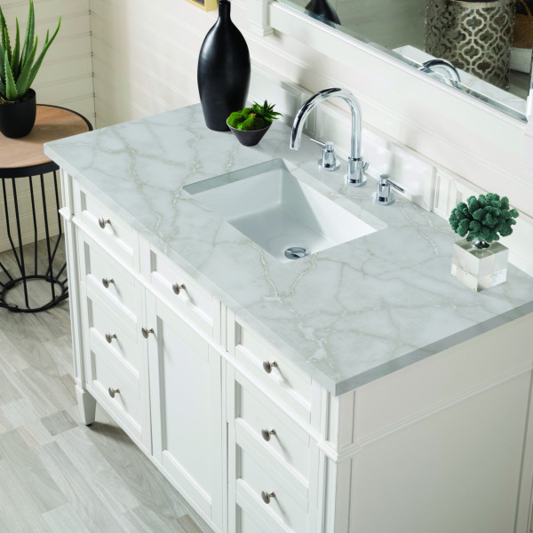 James Martin 655-V48-BW-3L Brittany 48" Single Vanity w Polished Chrome Hardware