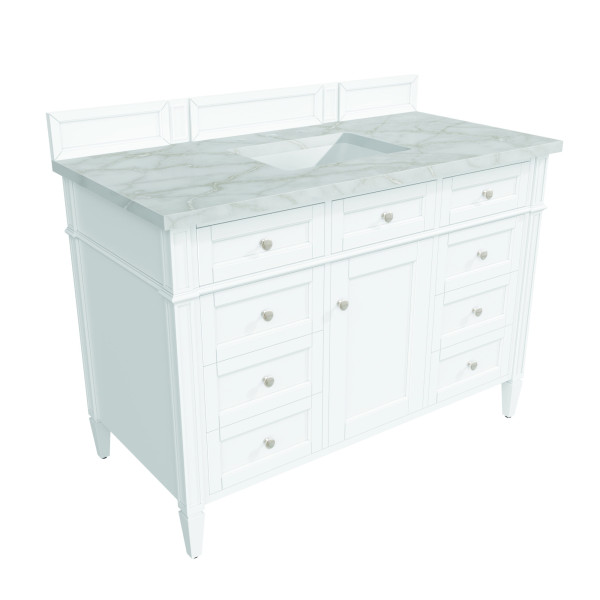 James Martin 655-V48-BW-3L Brittany 48" Single Vanity w Polished Chrome Hardware