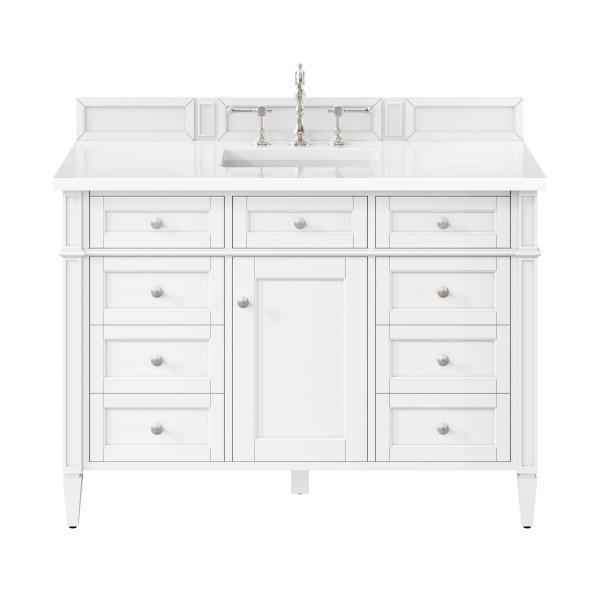 James Martin 655-V48-BW-3 Brittany 48" Single Vanity With Satin Nickel Hardware