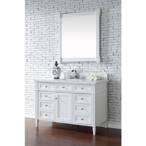 James Martin 655-V48-BW-3 Brittany 48" Single Vanity With Satin Nickel Hardware