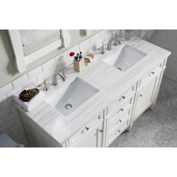 James Martin 655-V60D-BW-3AF Bright White Double Vanity With Solid Surface Top