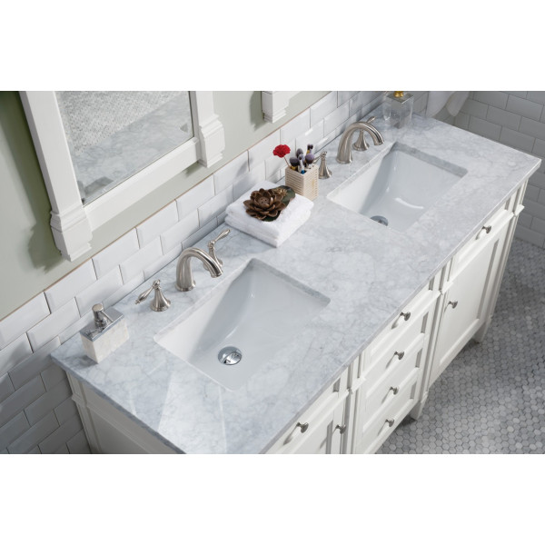 James Martin 655-V60D-BW-3CAR Bright White Double Vanity With Carrara Marble Top