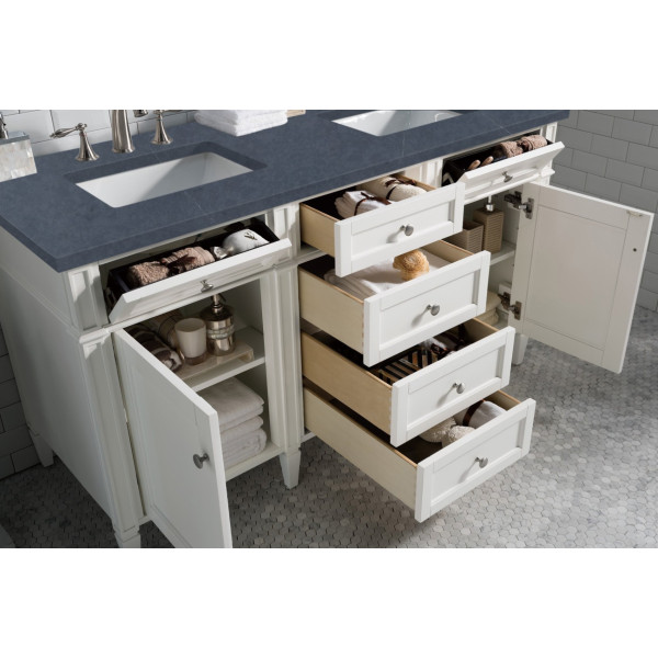 James Martin 655-V60D-BW-3CSP Bright White Double Vanity w/ Charcoal Quartz Top